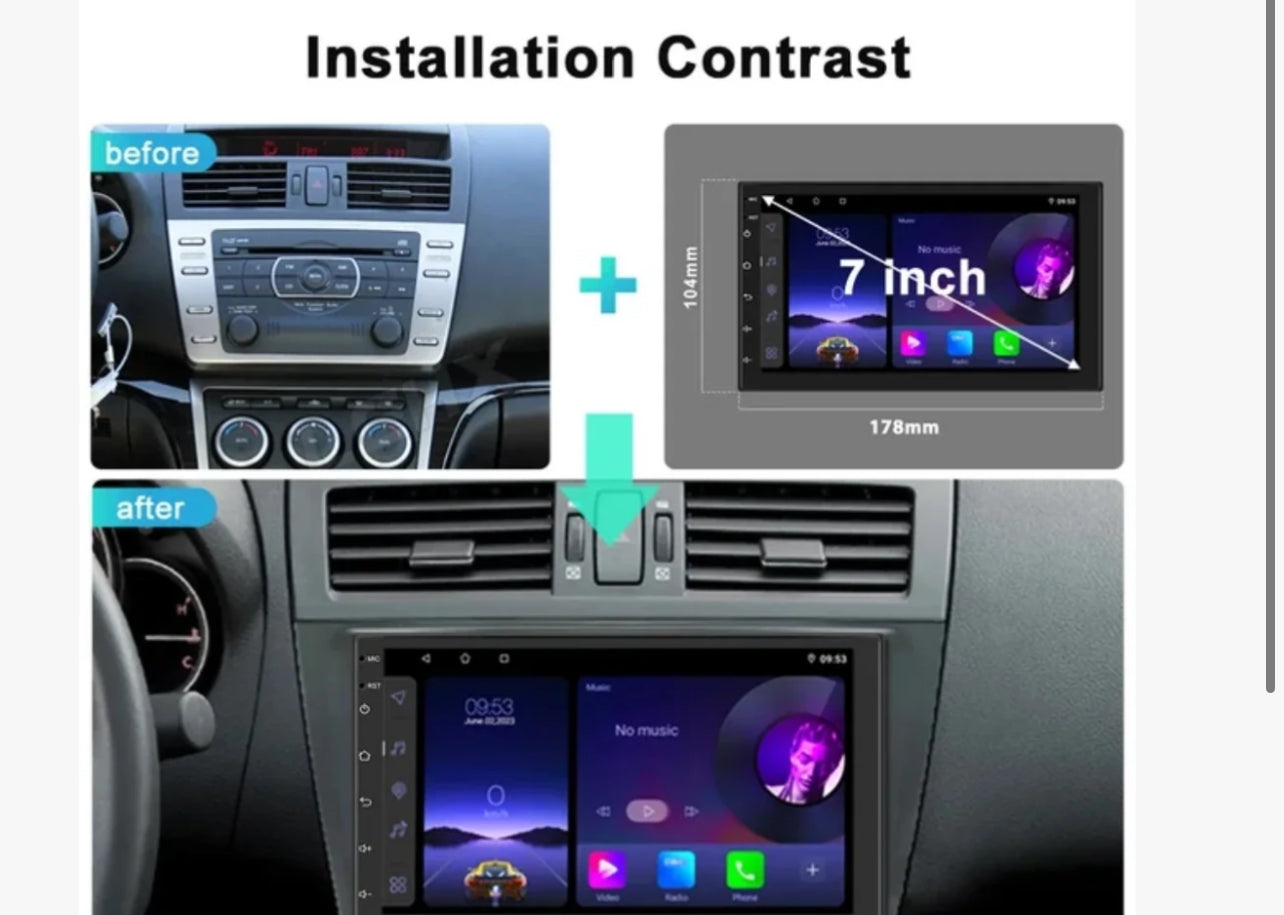 HS 7inch Double DIN Car Stereo, Wireless CarPlay & Wireless Android Auto, Touchscreen